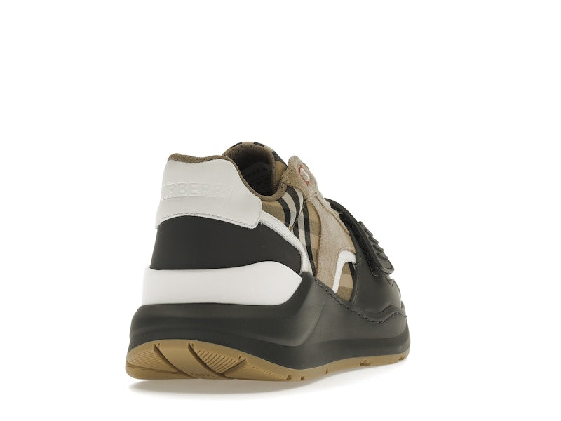 Burberry Ramsey Vintage Check Suede Leather Sneakers Grey Archive Beige