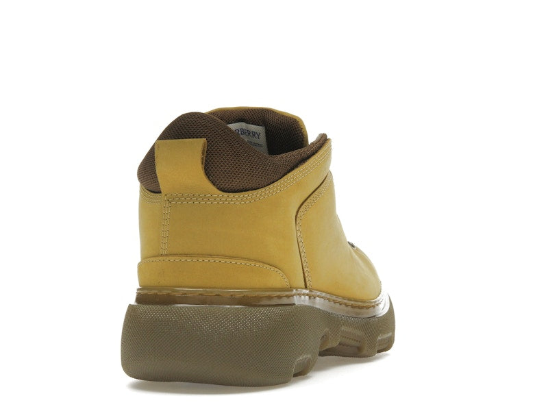 Burberry Lace Up Leather Ankle Boot Mustard Yellow