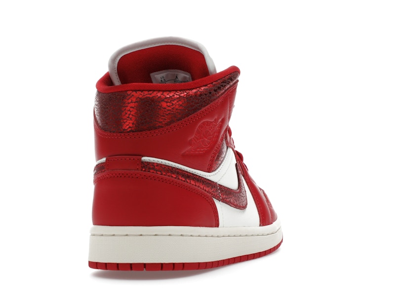 Jordan 1 Mid SE Red Cracked Leather (Women's)