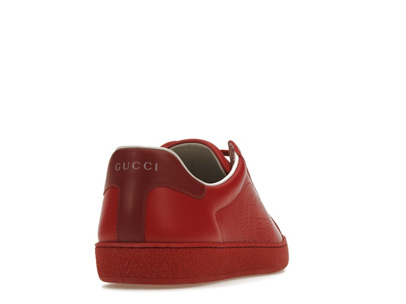 Gucci Ace Perforated Interlocking G Red