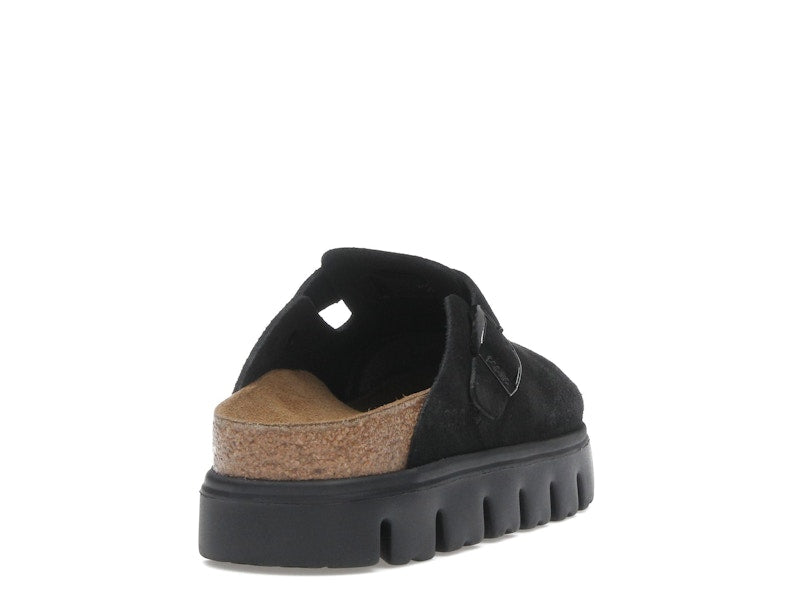 Birkenstock Boston Chunky Suede Black Black Sole (Narrow) (Women's)
