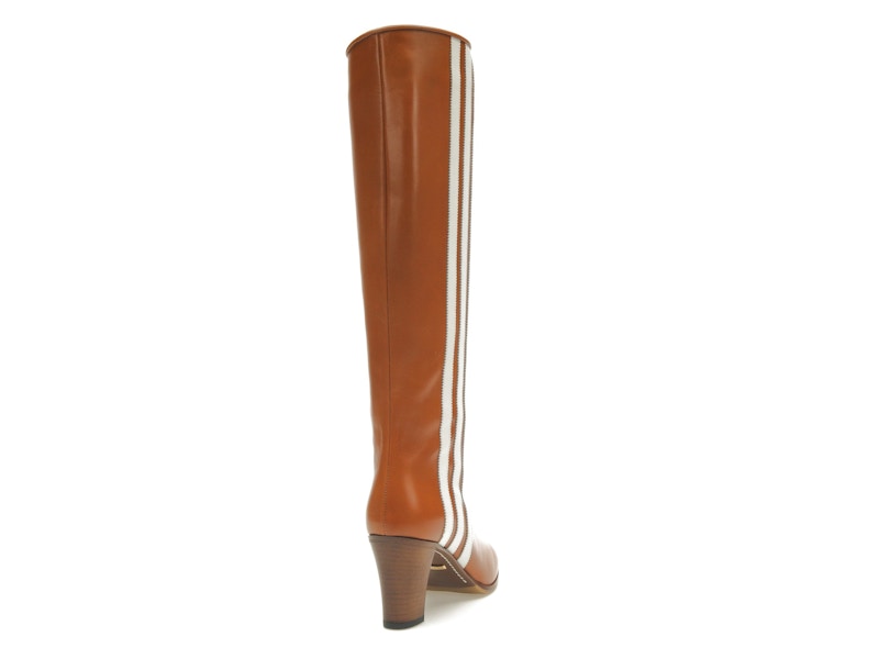 adidas x Gucci 73mm Knee-High Boots Cognac Leather