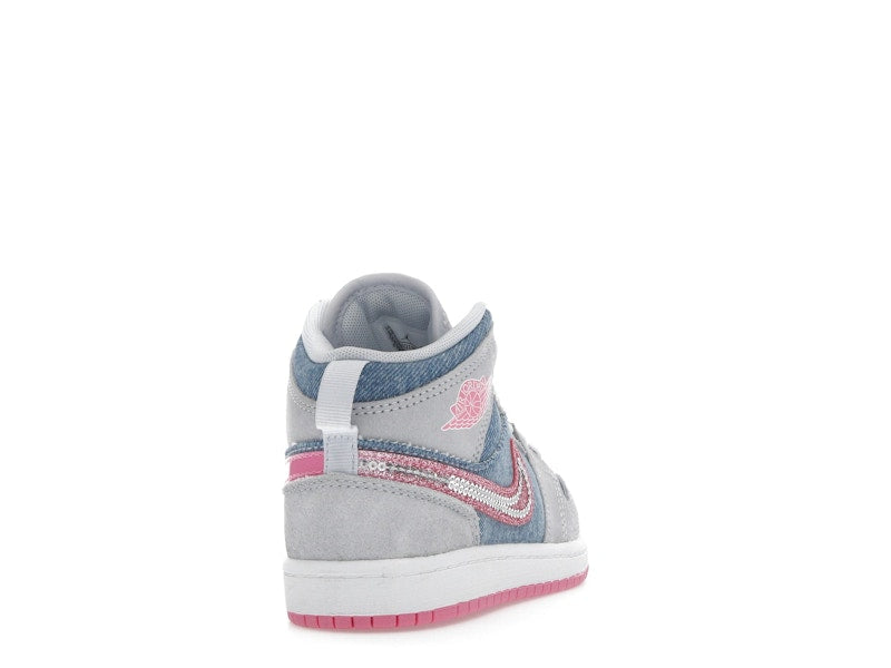Jordan 1 Mid SE Denim Sequin (PS)