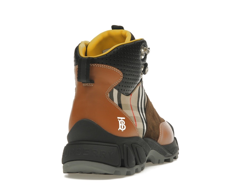 Burberry Vintage Check Tor Boots Beige Brown Black