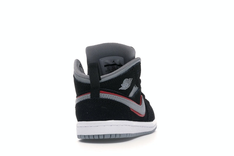 Jordan 1 Mid Black Particle Grey Gym Red (TD)