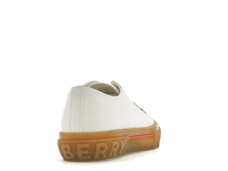 Burberry Logo Detail Cotton Trainer White