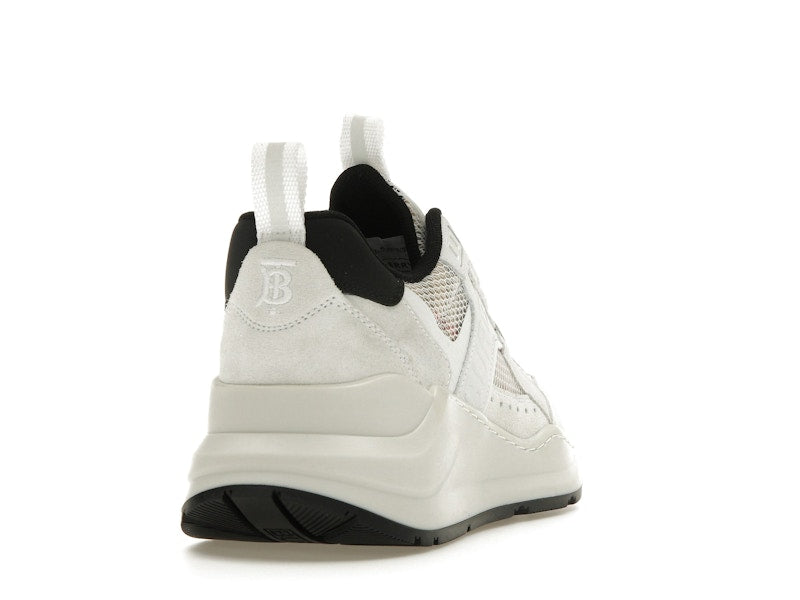 Burberry Logo Print Leather, Suede and Check Mesh Sneakers Archive Beige White (Women's)