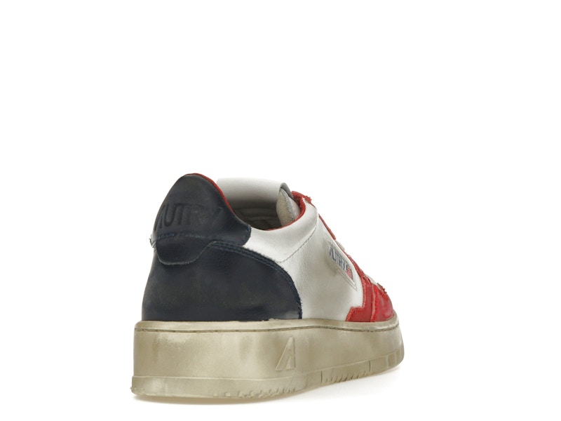Autry Medalist Leather Low Super Vintage White Blue Red