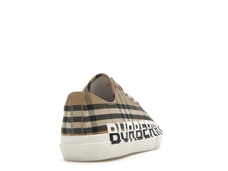 Burberry Logo Print Vintage Check Cotton Sneakers Archive Beige (Women's)