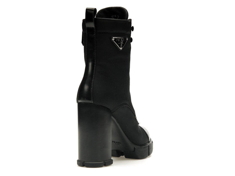 Prada 110 mm Nylon Booties Black Brushed Leather
