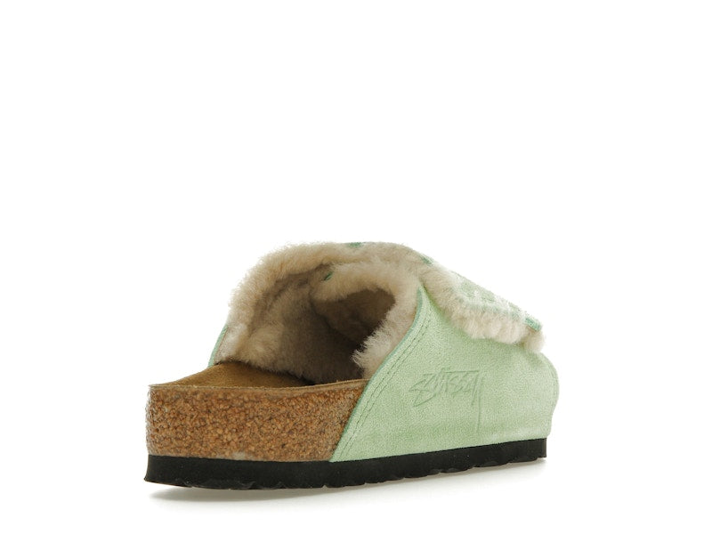 Birkenstock Solana Shearling Slide Stussy Washed Green