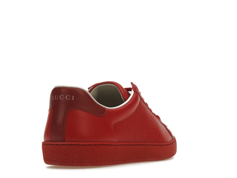 Gucci Ace Perforated Interlocking G Red