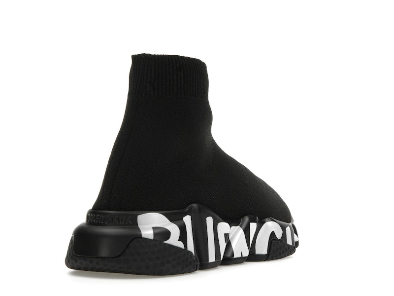 Balenciaga Speed Graffiti Trainers Black White Logo (Women's)