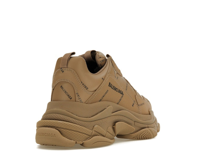 Balenciaga All Over Logo Triple S Beige