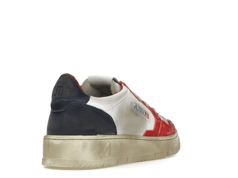 Autry Medalist Leather Low Super Vintage White Blue Red