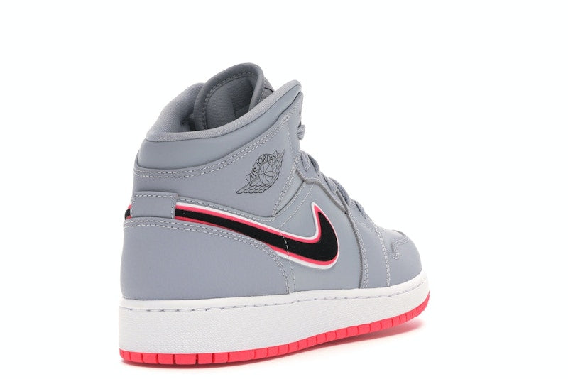 Jordan 1 Mid Wolf Grey Racer Pink Black (GS)