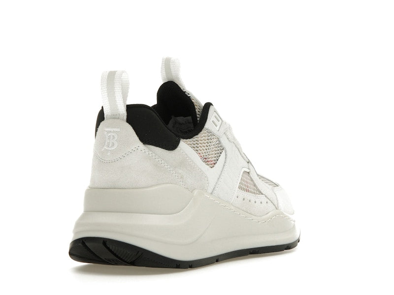 Burberry Logo Print Leather, Suede and Check Mesh Sneakers Archive Beige White (Women's)