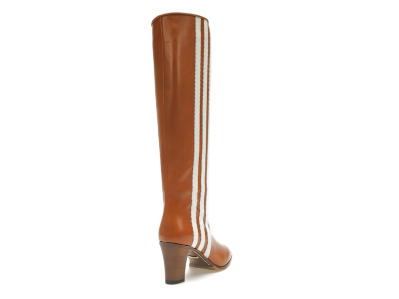 adidas x Gucci 73mm Knee-High Boots Cognac Leather