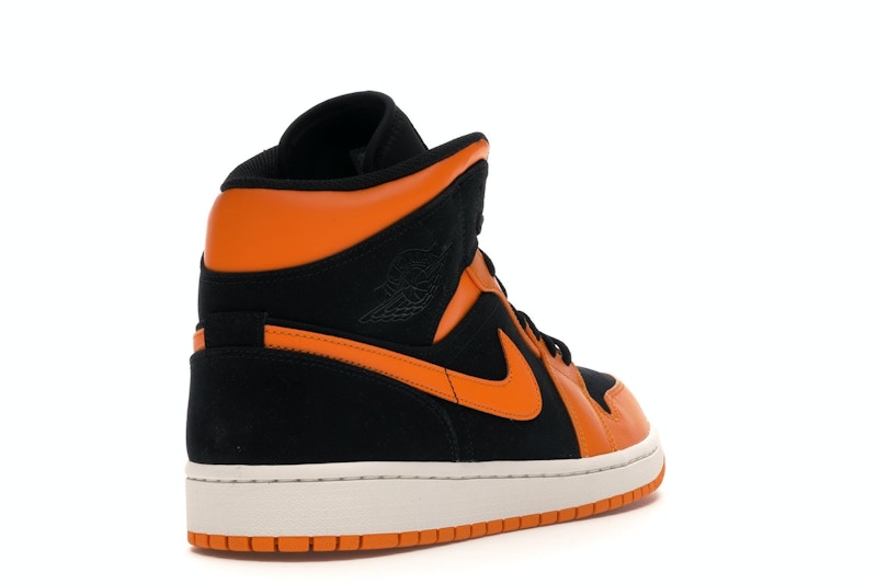 Jordan 1 Mid Black Orange Peel