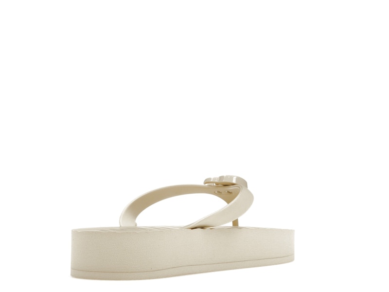 Gucci Chevron Thong Sandal White Rubber