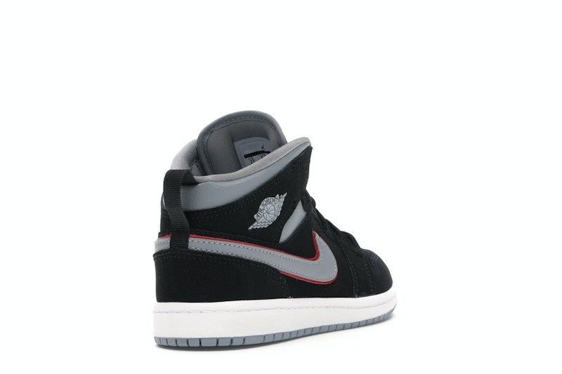 Jordan 1 Mid Black Particle Grey Gym Red (PS)