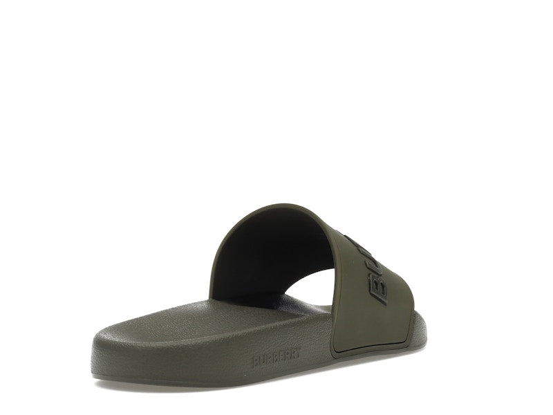 Burberry Embossed Logo Slides Dark Fern Green Black