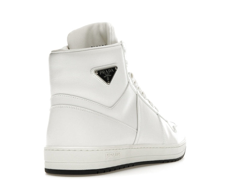 Prada Downtown High Top Sneakers Leather White White Black