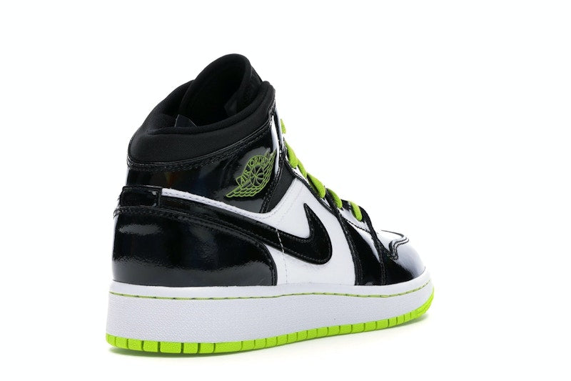 Jordan 1 Mid Black Cyber Mystic Green (GS)