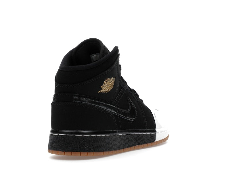 Jordan 1 Mid Black White Gold (GS)