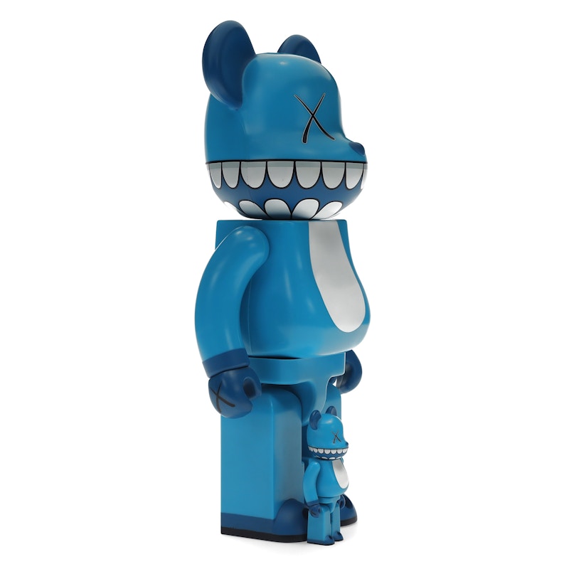 Bearbrick x a-nation KAWS Chompers 100% & 400% Set Blue