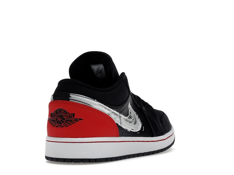 Jordan 1 Low Brushstroke Swoosh Black