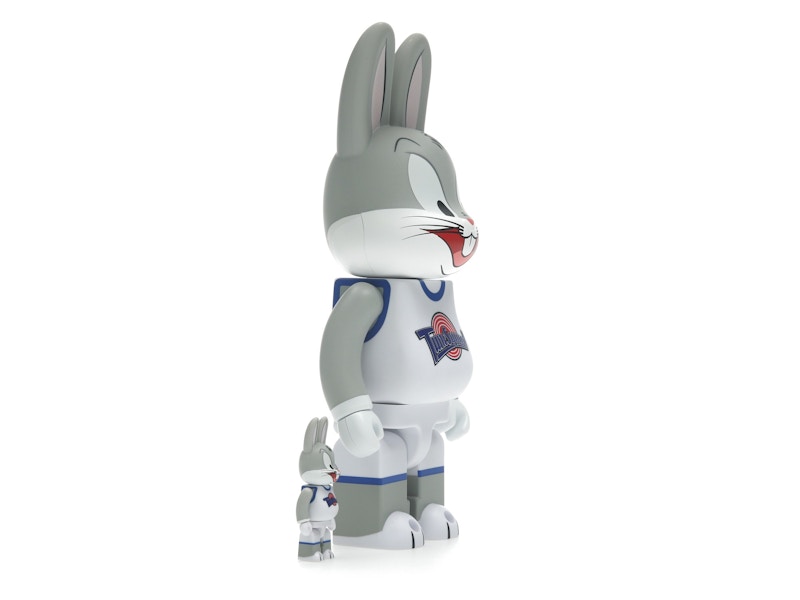 Bearbrick x Space Jam Rabbrick Bugs Bunny 100% & 400% Set Grey