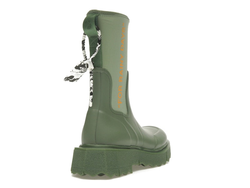 OFF-WHITE Zip-tie Rain Boots Green (Women's)