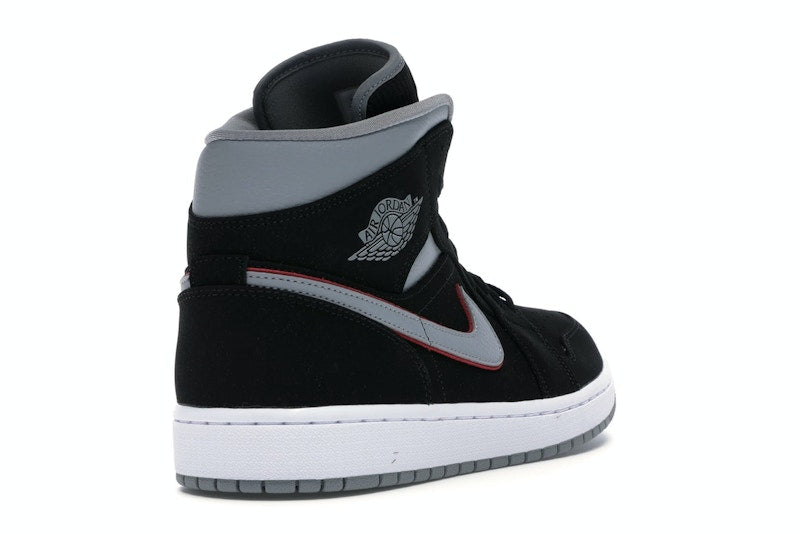 Jordan 1 Mid Black Particle Grey Gym Red