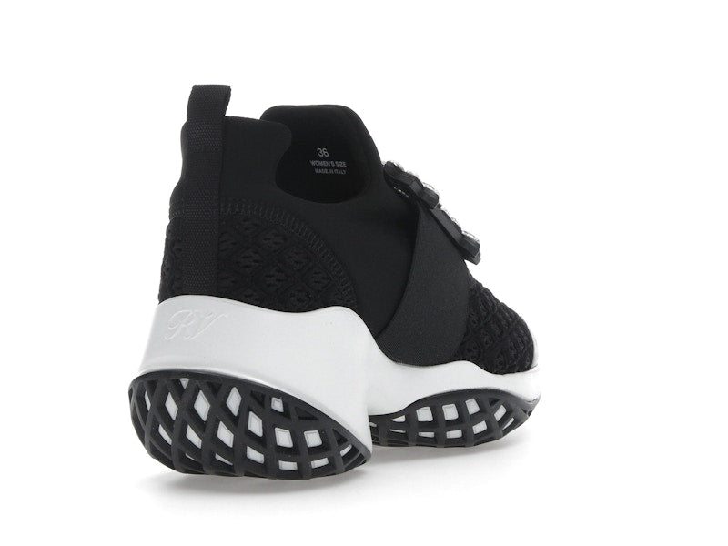 Roger Vivier Viv' Run Fabric Black White Crystal Buckle (Women's)