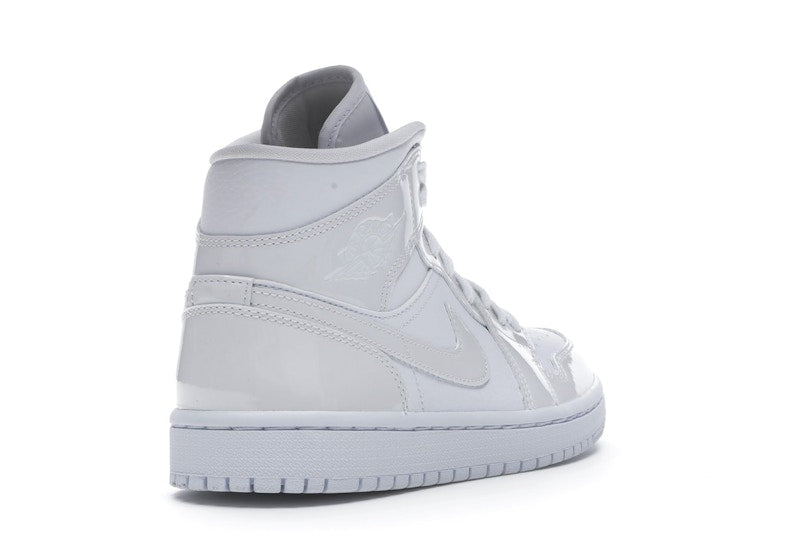 Jordan 1 Mid Triple White Patent Swoosh (Women's)