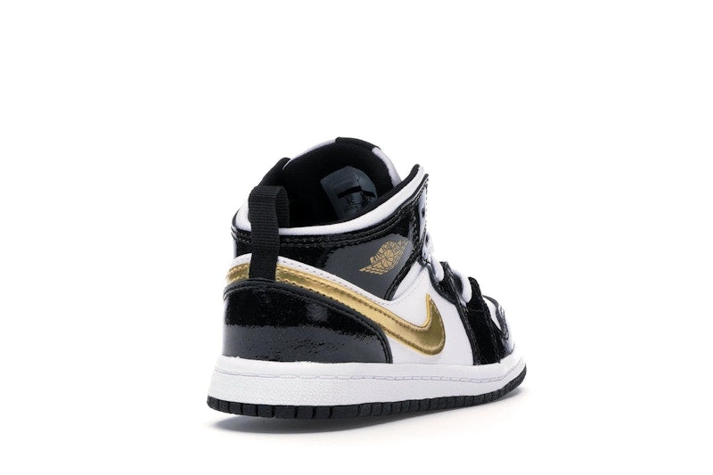 Jordan 1 Mid Patent Black White Gold (TD)
