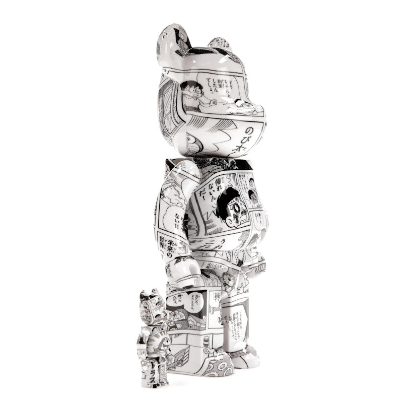 Bearbrick Doraemon (Comic Ver.) 100% & 400% Set Black & White
