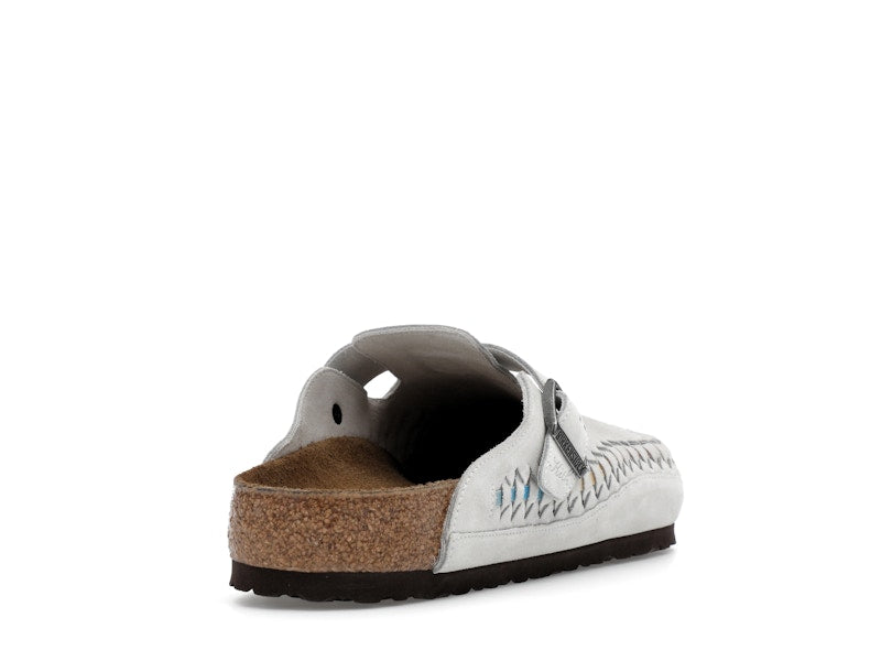 Birkenstock Boston Braided Suede Kith Antique White Tie Dye