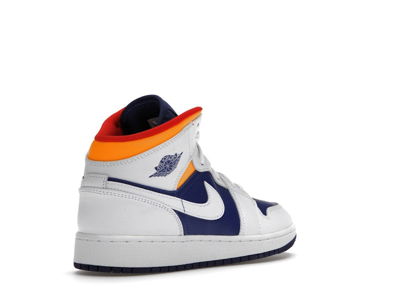 Jordan 1 Mid White Laser Orange Deep Royal Blue (GS)