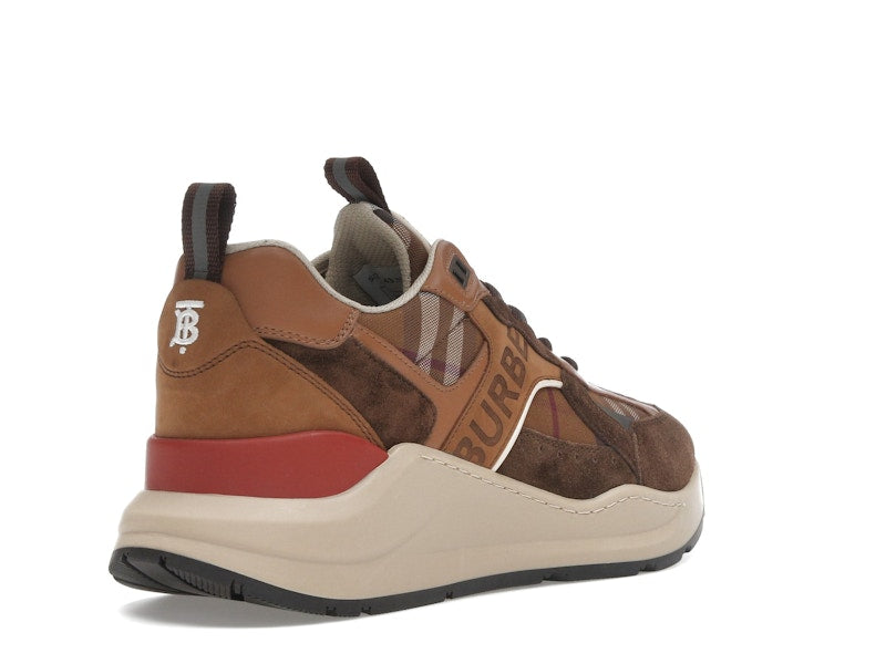Burberry Check and Suede Sneakers Dark Birch Brown