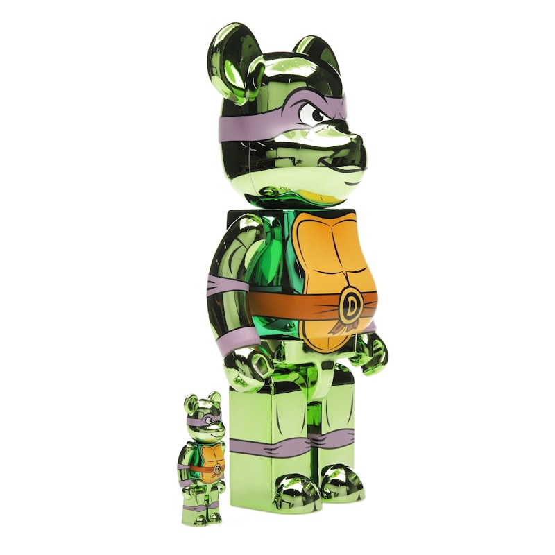 Bearbrick x Teenage Mutant Ninja Turtles Donatello 100% & 400% Set Chrome Ver.