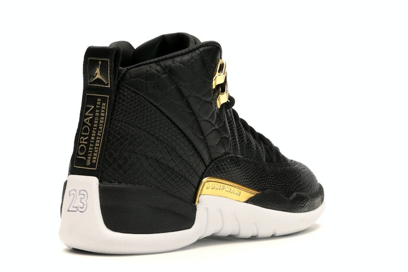 Jordan 12 Retro Black Metallic Gold White (Women's)