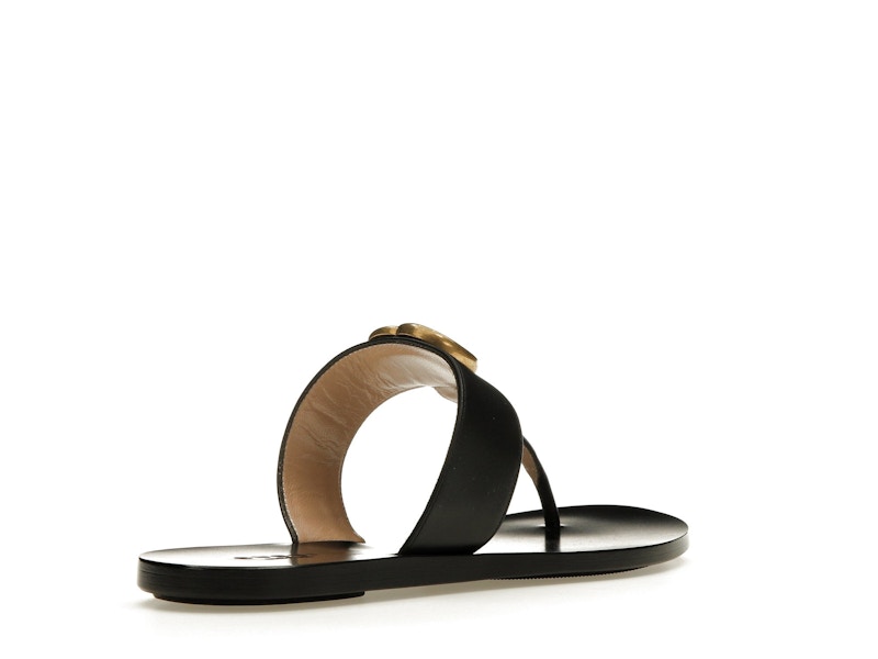Gucci Double G Thong Sandal Black Leather