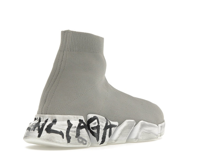 Balenciaga Speed 2.0 Graffiti Recycled Knit Grey White