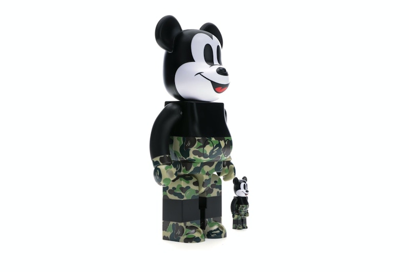 Bearbrick BAPE Mickey Mouse 100% & 400% Set Black/Green Camo