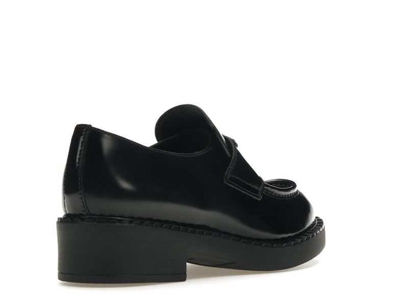 Prada Chocolate 50mm Loafer Black Brushed Leather