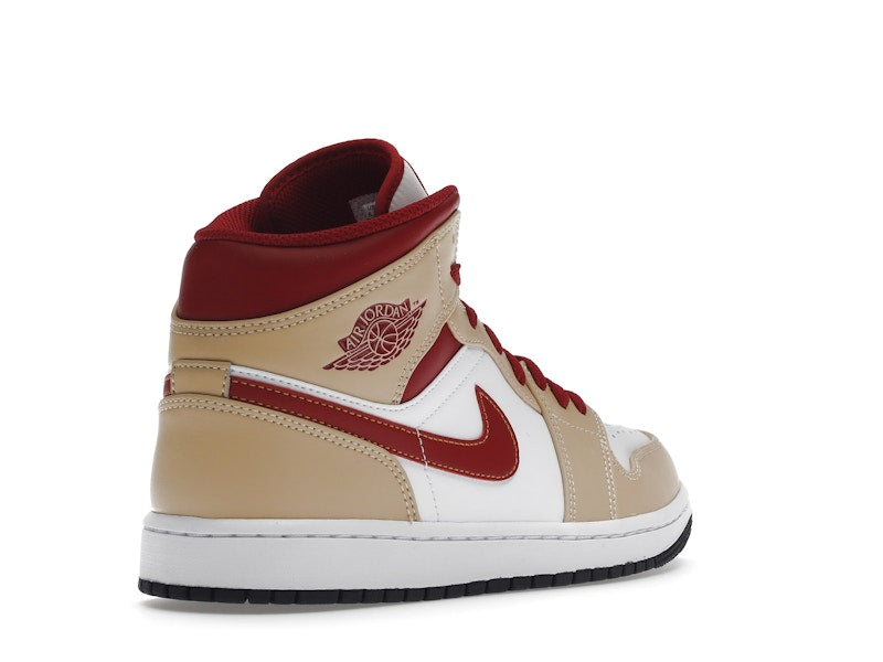 Jordan 1 Mid Light Curry Cardinal