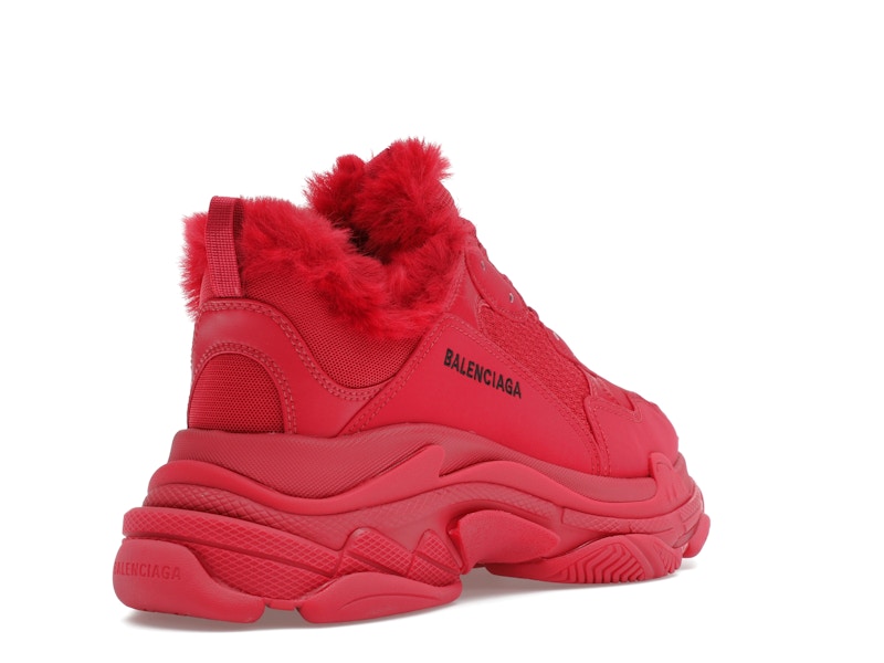Balenciaga Triple S Faux Fur Burgundy