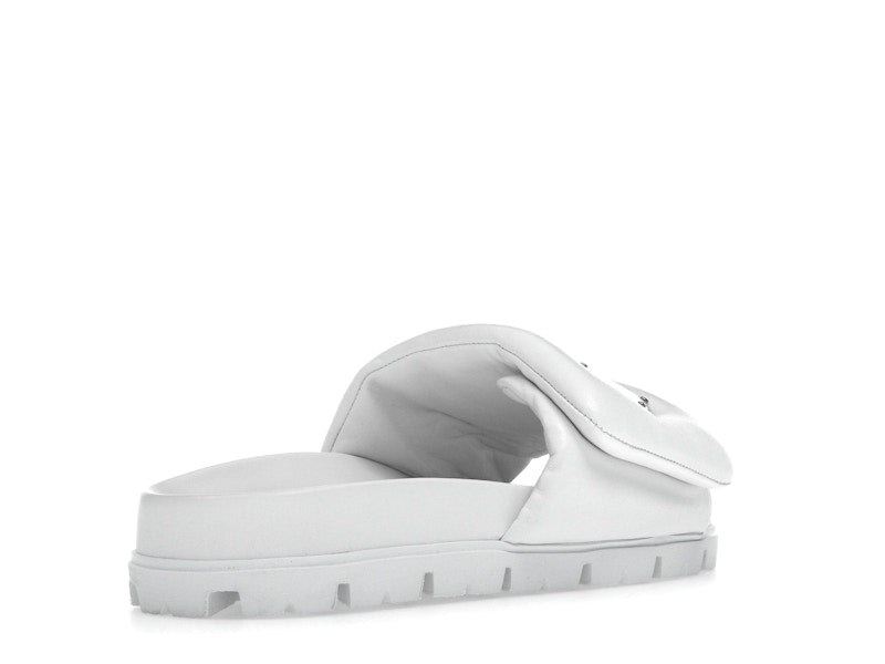 Prada Soft Padded 20mm Slide Sandal White Nappa Leather
